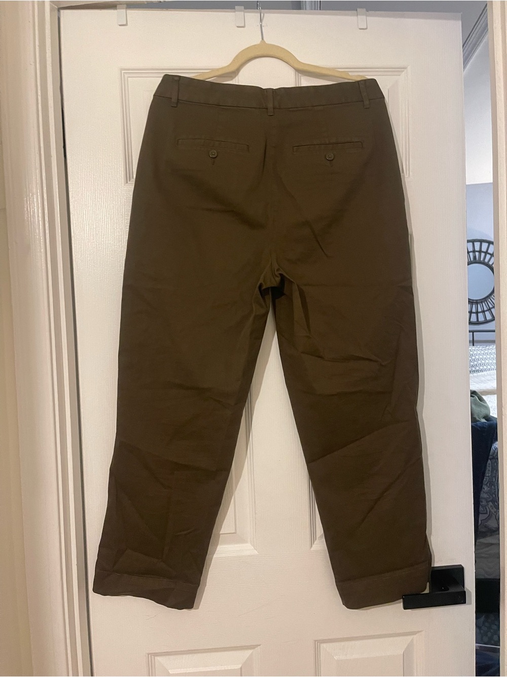 ME+EM Olive Cropped Cuffed Chino Trousers Women’s UK 12/US 8 - Picture 2 of 3